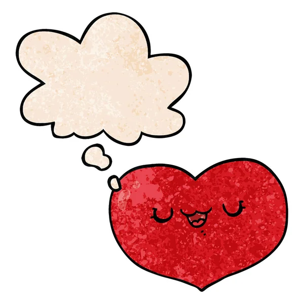 Karikatür aşk kalp ve grunge doku desen düşünce balonu — Stok Vektör