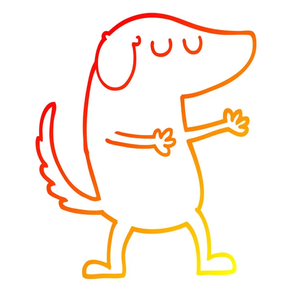 Тёплая градиентная линия рисования мультяшной счастливой собаки — стоковый вектор