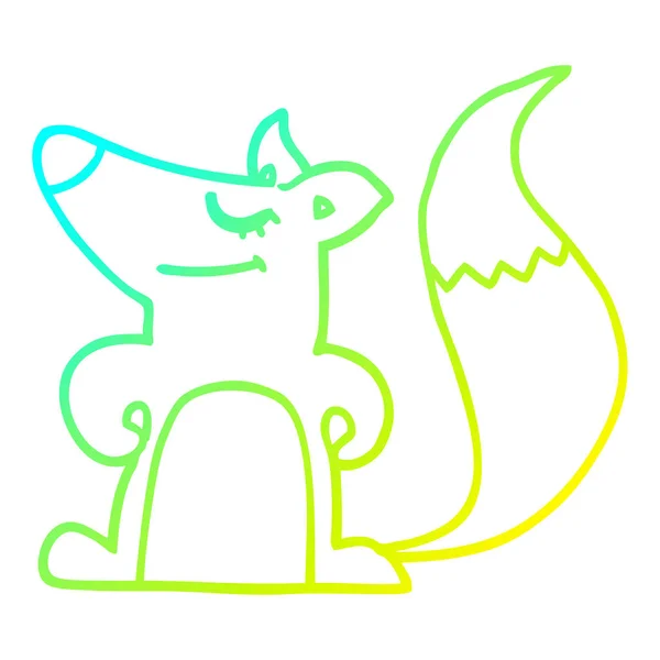 Cold gradient line drawing cartoon fox — Stock Vector