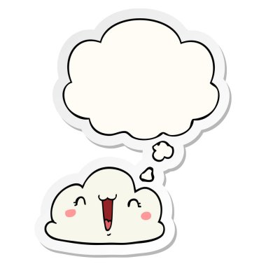 karikatür bulut ve basılı bir etiket olarak düşünce balonu