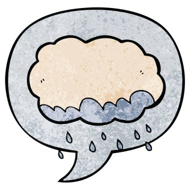 retro doku tarzı karikatür yağmur bulut ve konuşma balonu