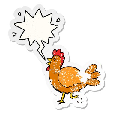 karikatür horoz ve konuşma balonu sıkıntılı etiket