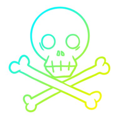 soğuk degrade çizgi çizim karikatür kafatası ve çapraz kemikler