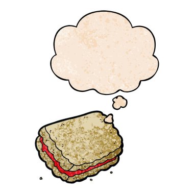 karikatür bisküvi ve grunge doku desen sty düşünce balonu