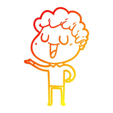 sıcak degrade çizgi çizim gülen karikatür adam