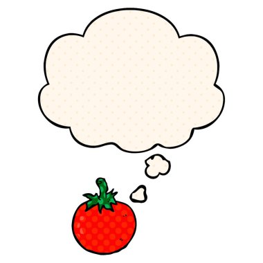 çizgi film domates ve çizgi roman tarzında düşünce balonu