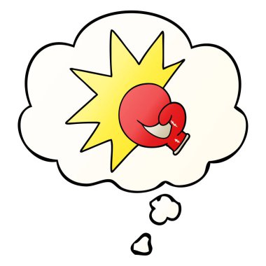 boks eldiven karikatür ve pürüzsüz degrade stil düşünce balonu