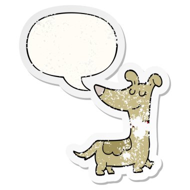 karikatür köpek ve konuşma balonu sıkıntılı etiket
