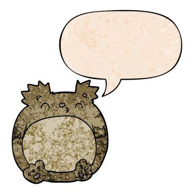 retro doku tarzında karikatür ayı ve konuşma balonu