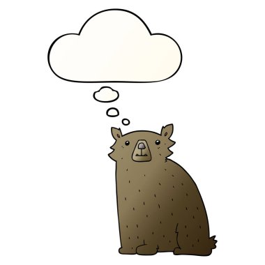 çizgi film ayısı ve pürüzsüz degrade tarzında düşünce balonu