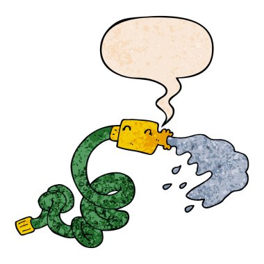 retro doku tarzında karikatür hortum ve konuşma balonu