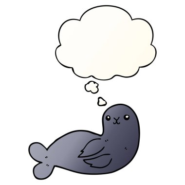 çizgi film mühür ve pürüzsüz degrade tarzında düşünce balonu