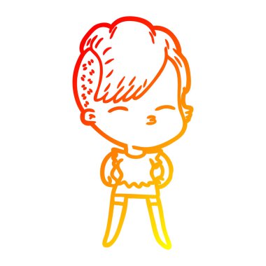 sıcak degrade çizgi çizim karikatür şaşı kız