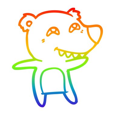 gökkuşağı gradyan çizgi çizim karikatür kutup ayısı dişleri gösteren