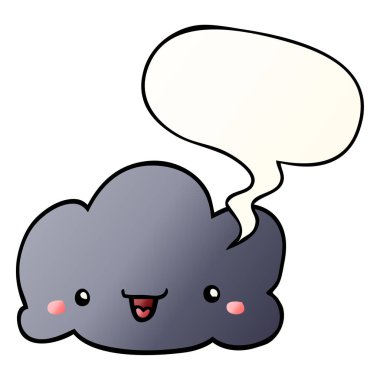 pürüzsüz degrade tarzında sevimli karikatür bulut ve konuşma balonu