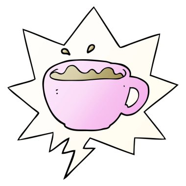 karikatür kahve fincanı ve konuşma balonu pürüzsüz degrade tarzında