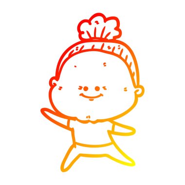 sıcak degrade çizgi çizim karikatür mutlu yaşlı kadın