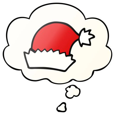 karikatür noel şapka ve pürüzsüz degrade stil düşünce balonu