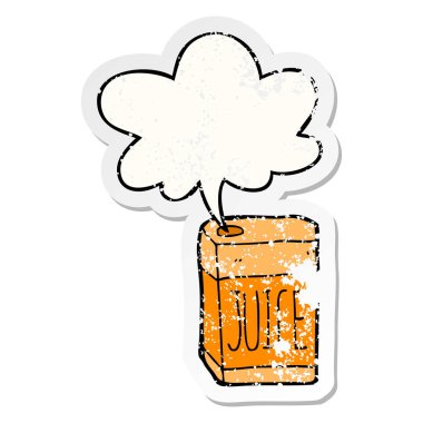 karikatür suyu kutusu ve konuşma balonu sıkıntılı etiket