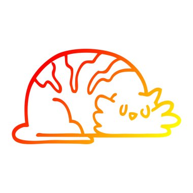 sıcak degrade çizgi çizim karikatür uykulu kedi