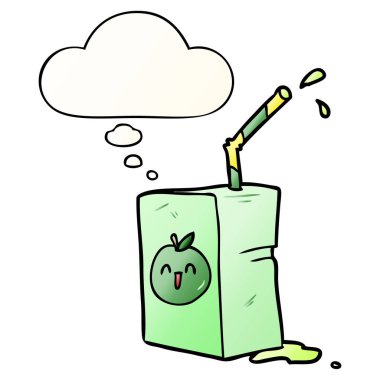 karikatür suyu kutusu ve pürüzsüz degrade tarzında düşünce balonu