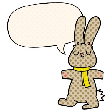 çizgi roman tarzında karikatür tavşan ve konuşma balonu