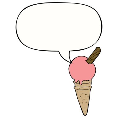 karikatür dondurma ve konuşma balonu