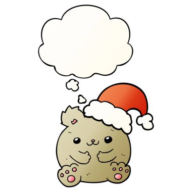 sevimli karikatür noel ayı sıcayı ve pürüzsüz gradien düşünce balonu