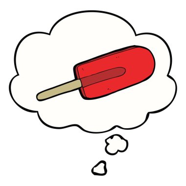 karikatür buz lolly ve düşünce balonu