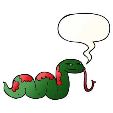 düzgün degrade st karikatür slithering yılan ve konuşma balonu