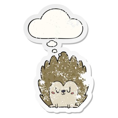 sevimli karikatür kirpi ve sıkıntılı yıpranmış st olarak kabarcık düşünce