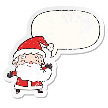 karikatür noel baba ve konuşma balonu sıkıntılı etiket