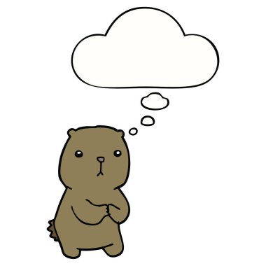 karikatür endişeli ayı ve düşünce balonu