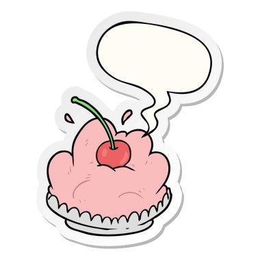karikatür lezzetli tatlı ve konuşma kabarcık etiket