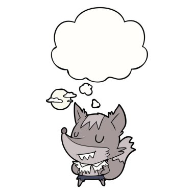 karikatür kurt adam ve düşünce balonu