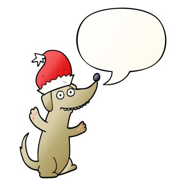 pürüzsüz degrade sevimli noel karikatür köpek ve konuşma balonu 