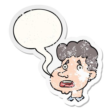 karikatür şok adam ve konuşma balonu sıkıntılı etiket