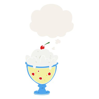 retro tarzında karikatür tatlı ve düşünce balonu