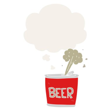 karikatür bira olabilir ve retro tarzında kabarcık düşünce