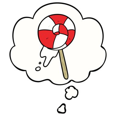 karikatür lolipop ve düşünce balonu