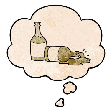 karikatür bira şişeleri ve grunge doku patter düşünce balonu
