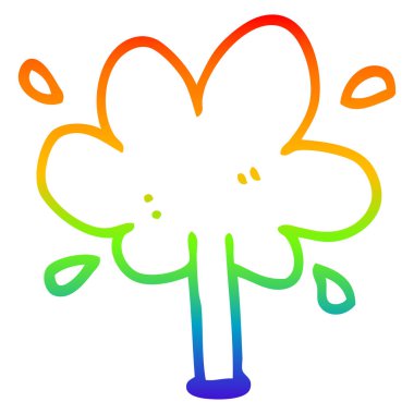 gökkuşağı degrade çizgi çizim karikatür su fışkırtıyor