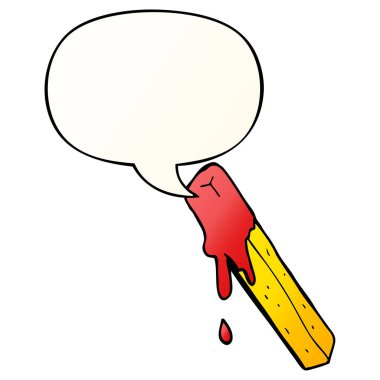 karikatür pürüzsüz degrade tarzında kızartma ve konuşma balonu batırılmış