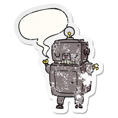 karikatür robot ve konuşma balonu sıkıntılı etiket