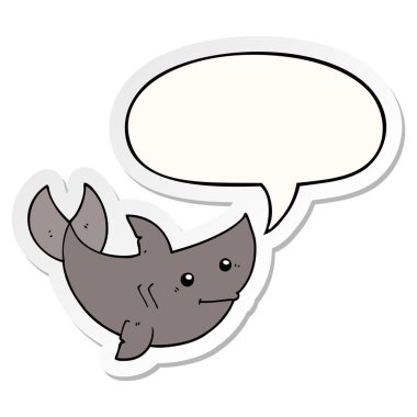 karikatür köpekbalığı ve konuşma kabarcık etiket