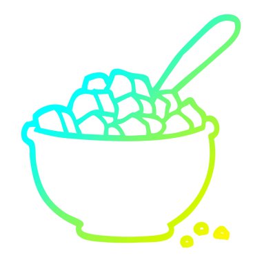 soğuk degrade çizgi mısır gevreği karikatür kase çizim