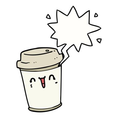 karikatür kahve ve konuşma balonu çıkarmak