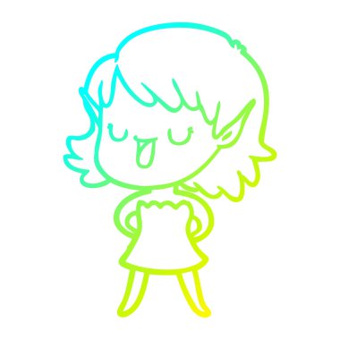 soğuk degrade çizgi çizim karikatür elf kız