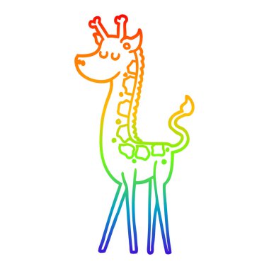 gökkuşağı gradyan çizgi çizim karikatür zürafa