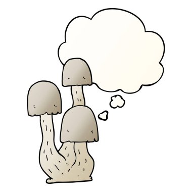 çizgi film mantarı ve pürüzsüz degrade tarzında düşünce balonu